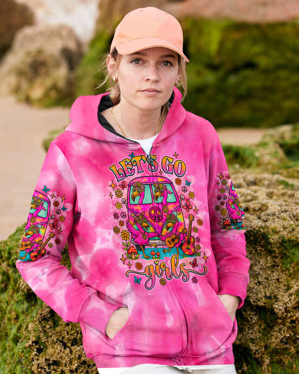 LET'S GO GIRLS FLAMINGO TIE DYE  ALL OVER PRINT  - TLNZ1305252