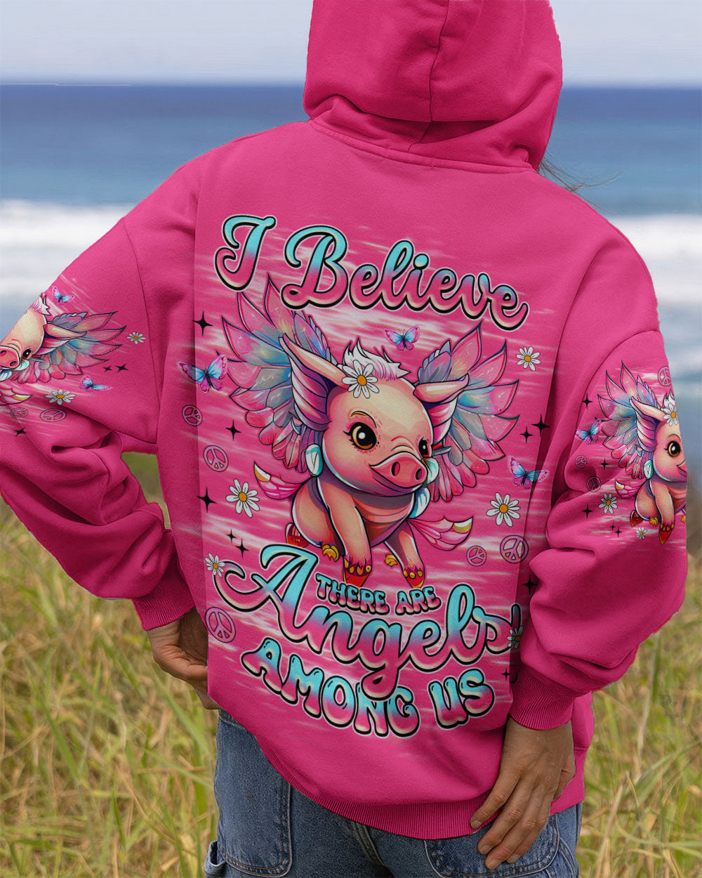 I BELIEVE THERE ARE ANGELS AMONG US PIG WINGS ALL OVER PRINT - TLNZ1309252