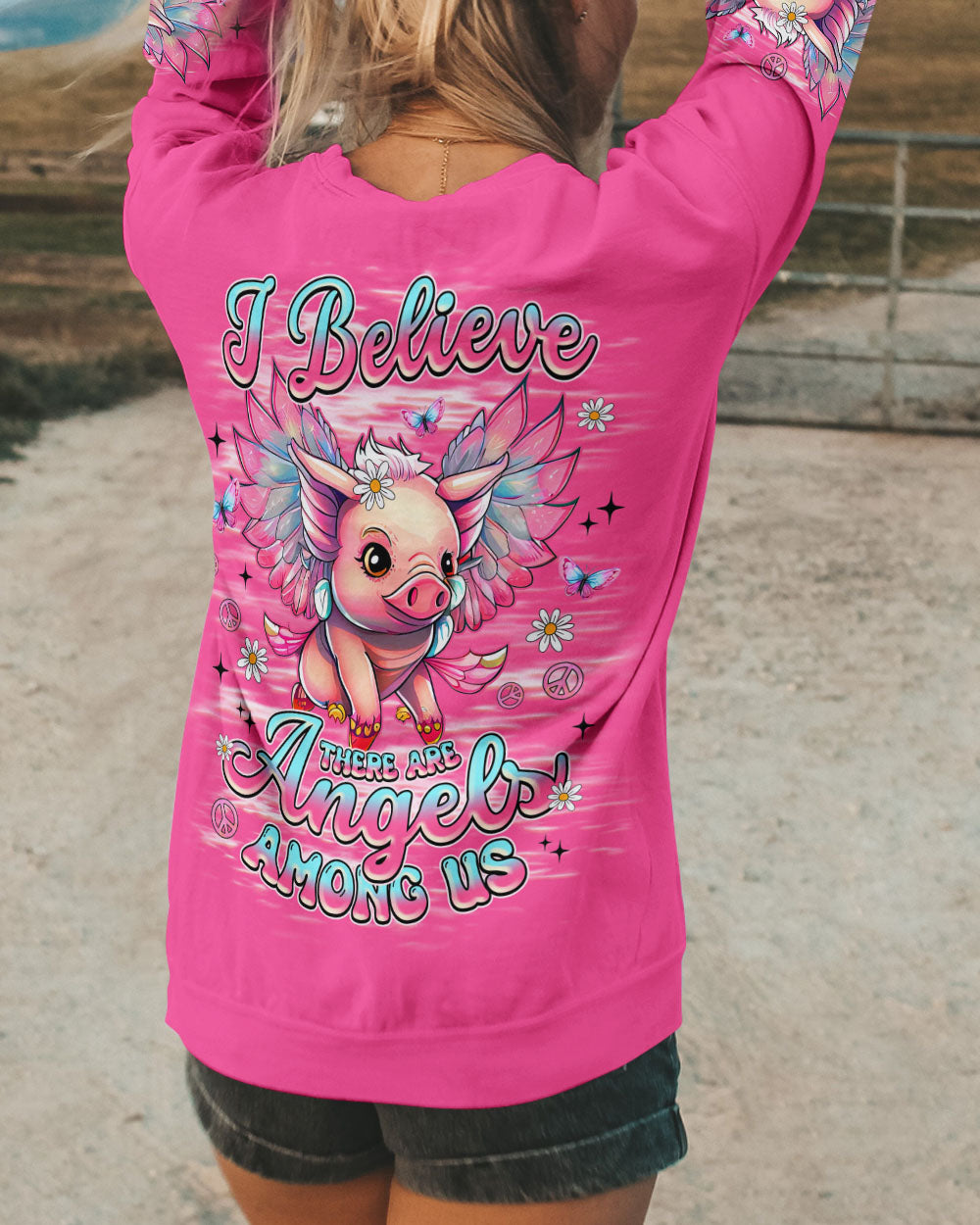 I BELIEVE THERE ARE ANGELS AMONG US PIG WINGS ALL OVER PRINT - TLNZ1309252
