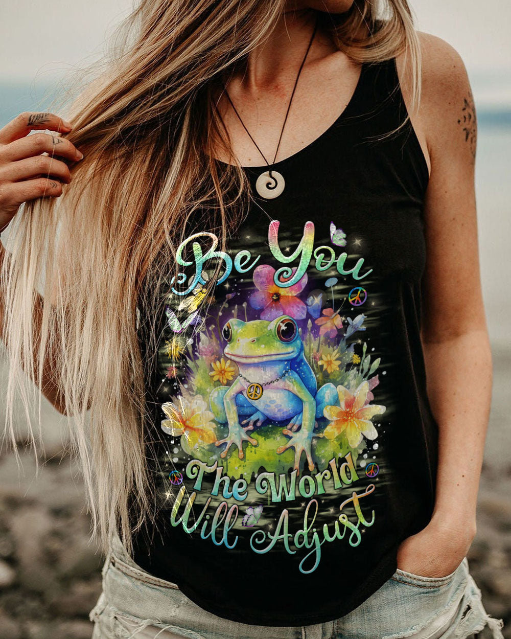BE YOU THE WORLD WILL ADJUST FROG ALL OVER PRINT - TLNZ1312231