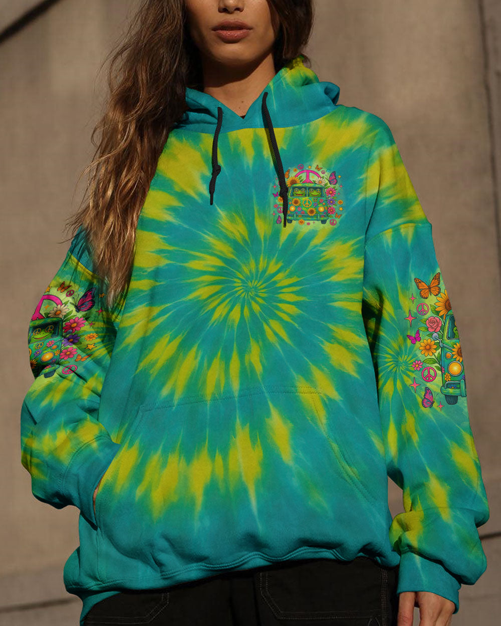 RUNNING AGAINST THE WIND FROG BUS TIE DYE  ALL OVER PRINT - TLNZ1405252