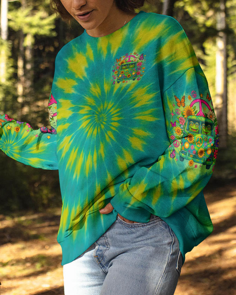 RUNNING AGAINST THE WIND FROG BUS TIE DYE  ALL OVER PRINT - TLNZ1405252