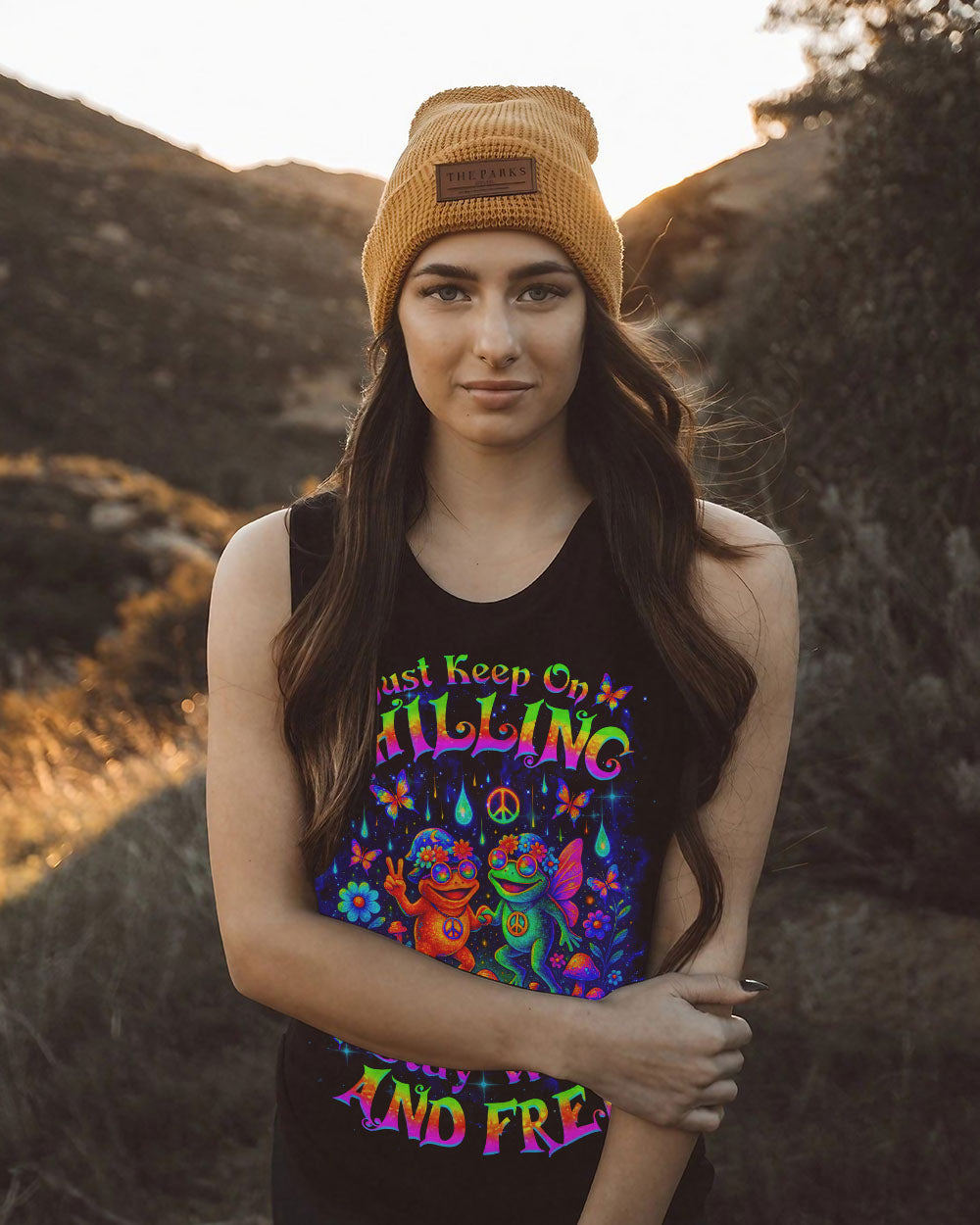 JUST KEEP ON CHILLING STAY WILD AND FREE FROG ALL OVER PRINT - TLNZ1504251