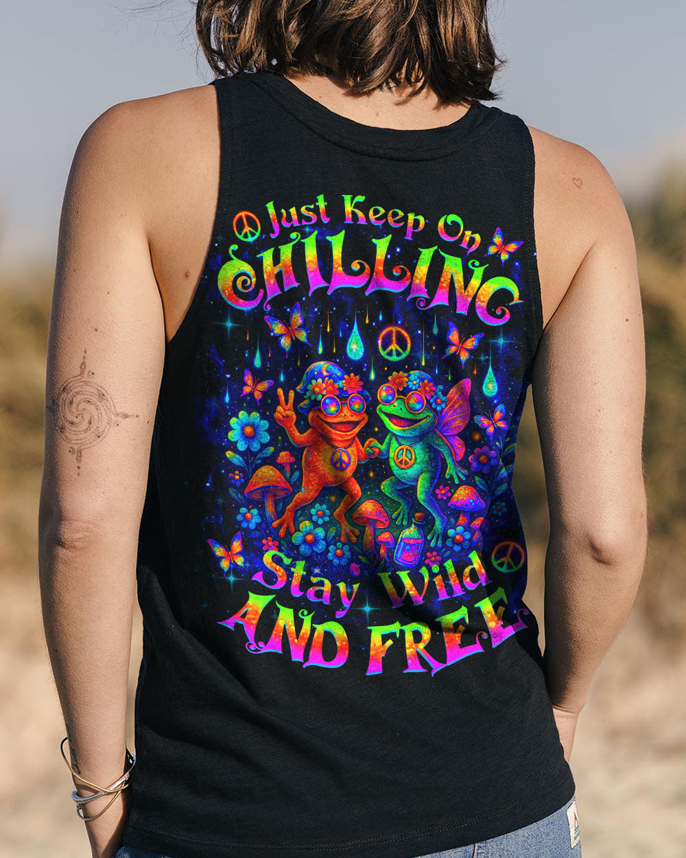JUST KEEP ON CHILLING STAY WILD AND FREE FROG ALL OVER PRINT - TLNZ1504251