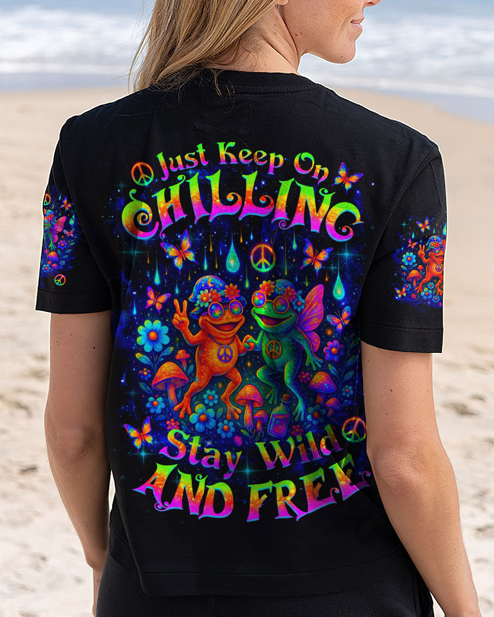 JUST KEEP ON CHILLING STAY WILD AND FREE FROG ALL OVER PRINT - TLNZ1504251