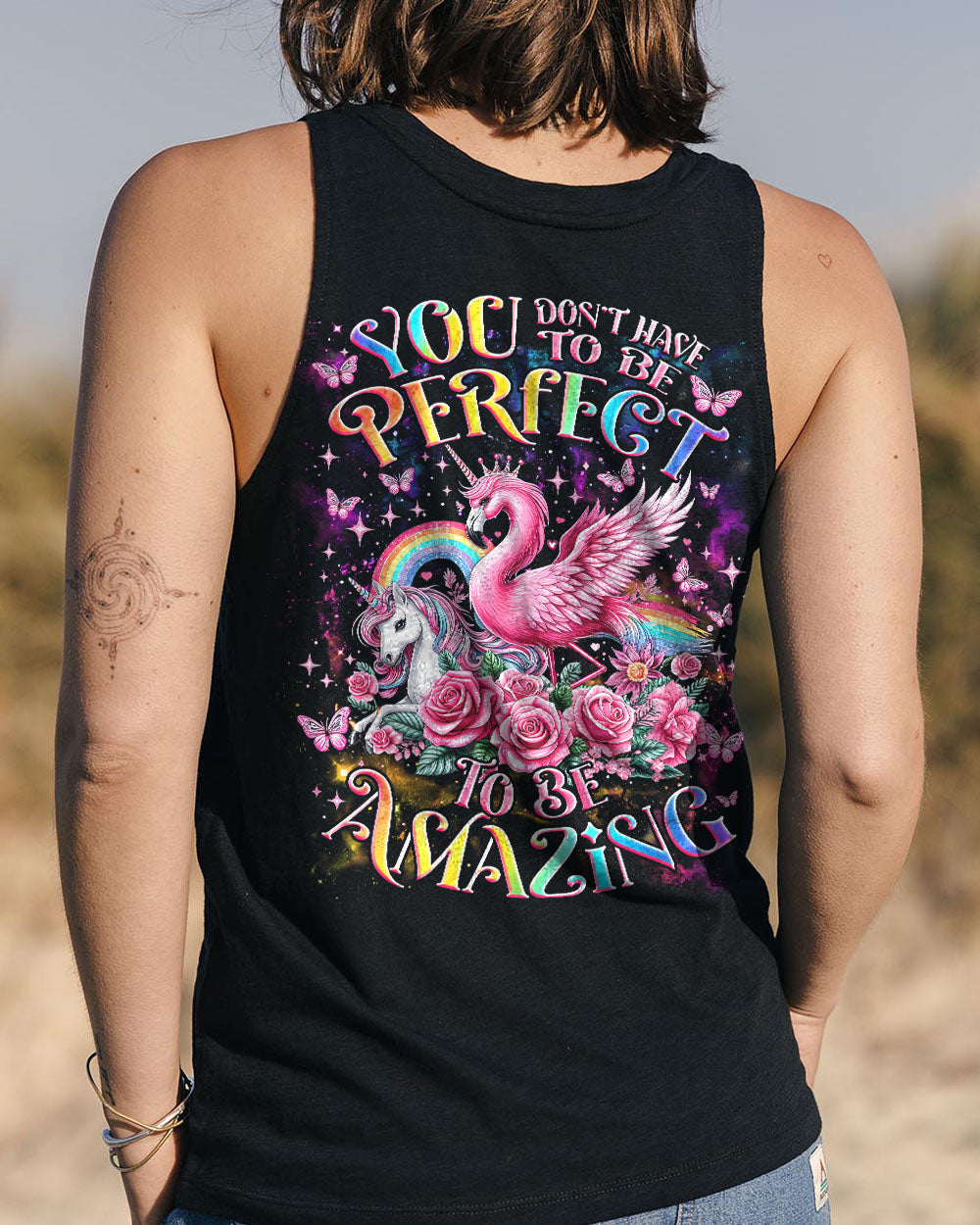 YOU DON'T HAVE TO BE PERFECT UNICORN FLAMINGO ALL OVER PRINT - TLNZ1604242