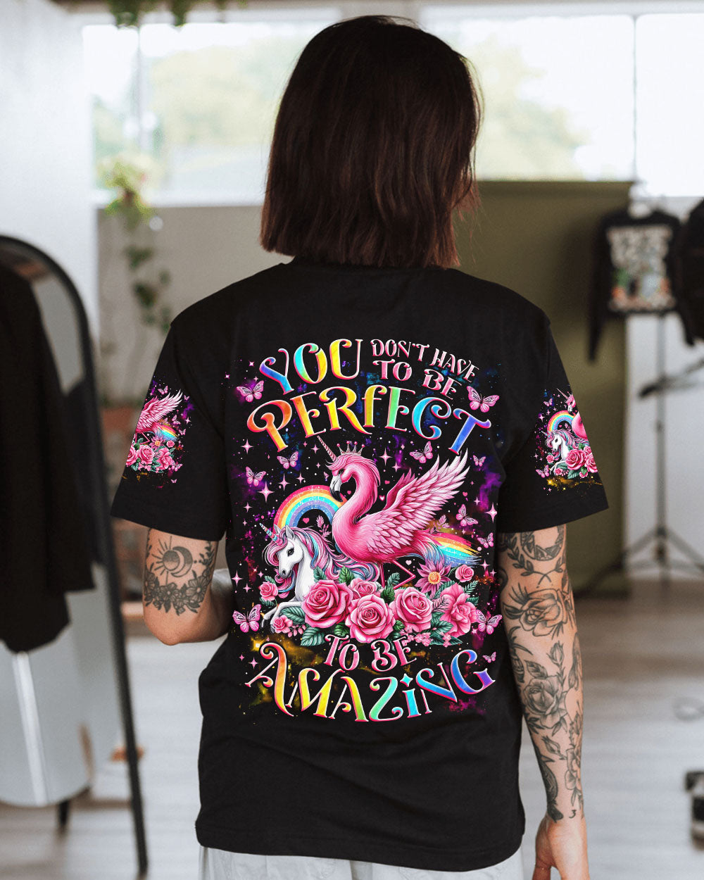 YOU DON'T HAVE TO BE PERFECT UNICORN FLAMINGO ALL OVER PRINT - TLNZ1604242
