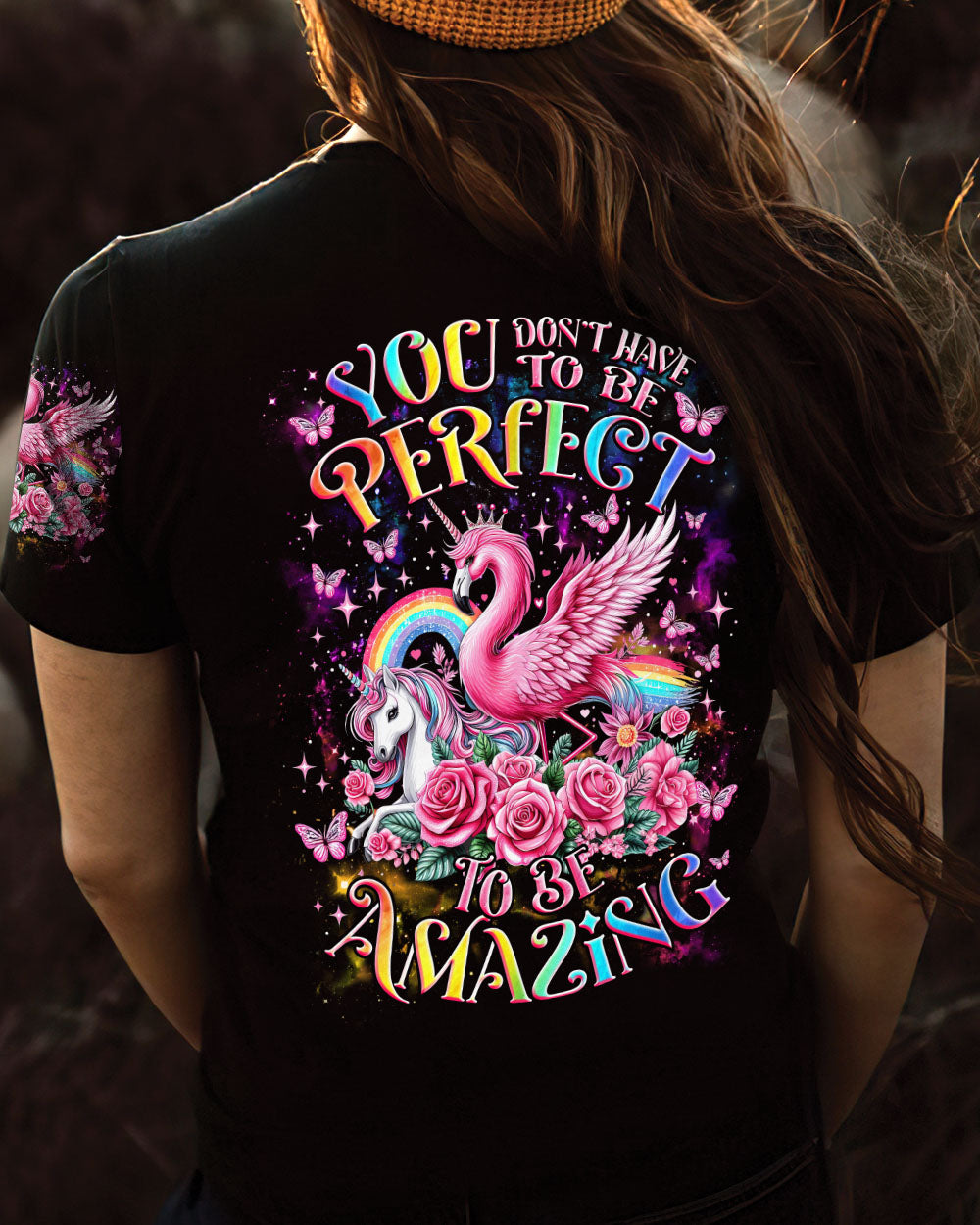 YOU DON'T HAVE TO BE PERFECT UNICORN FLAMINGO ALL OVER PRINT - TLNZ1604242