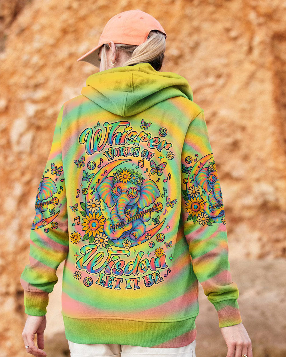 WHISPER WORDS OF WISDOM LET IT BE ELEPHANT TIE DYE  ALL OVER PRINT  - TLNZ1606252
