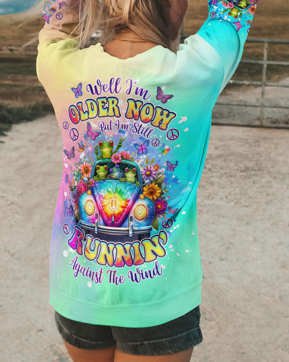 RUNNING AGAINST THE WIND FROG TIE DIE ALL OVER PRINT - TLNZ1704245