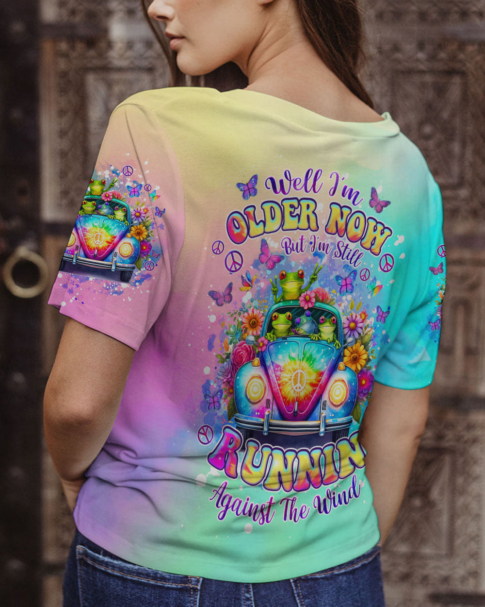 RUNNING AGAINST THE WIND FROG TIE DIE ALL OVER PRINT - TLNZ1704245