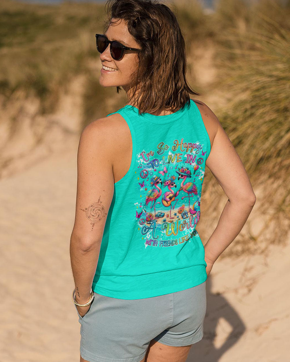 I'M SO HAPPY TO LIVE FLAMINGO ALL OVER PRINT - TLNZ1706244