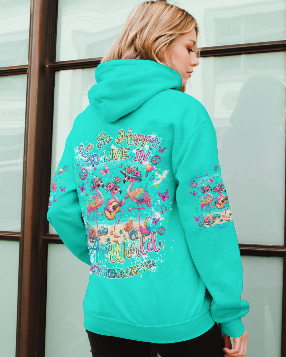 I'M SO HAPPY TO LIVE FLAMINGO ALL OVER PRINT - TLNZ1706244