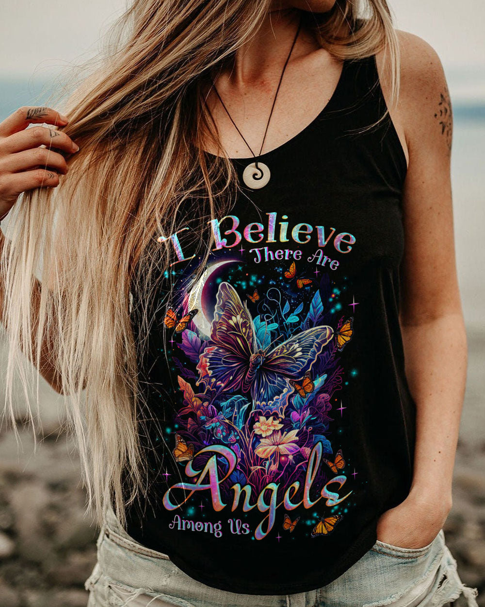 I BELIEVE THERE ARE ANGELS AMONG US BUTTERFLY ALL OVER PRINT - TLNZ1707231