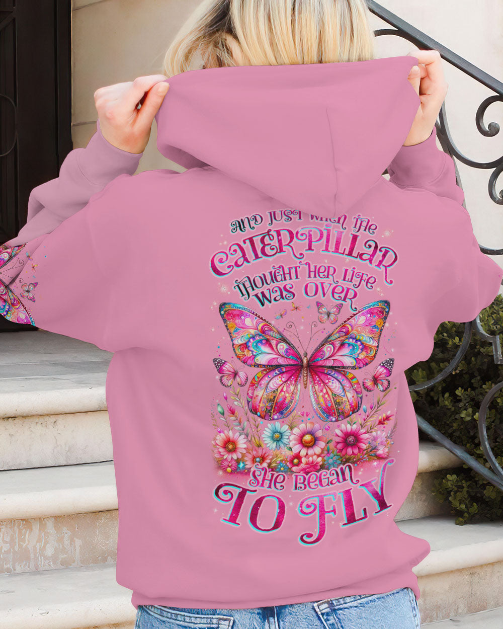 SHE BEGAN TO FLY BUTTERFLY FLORAL ALL OVER PRINT - TLNZ2311234