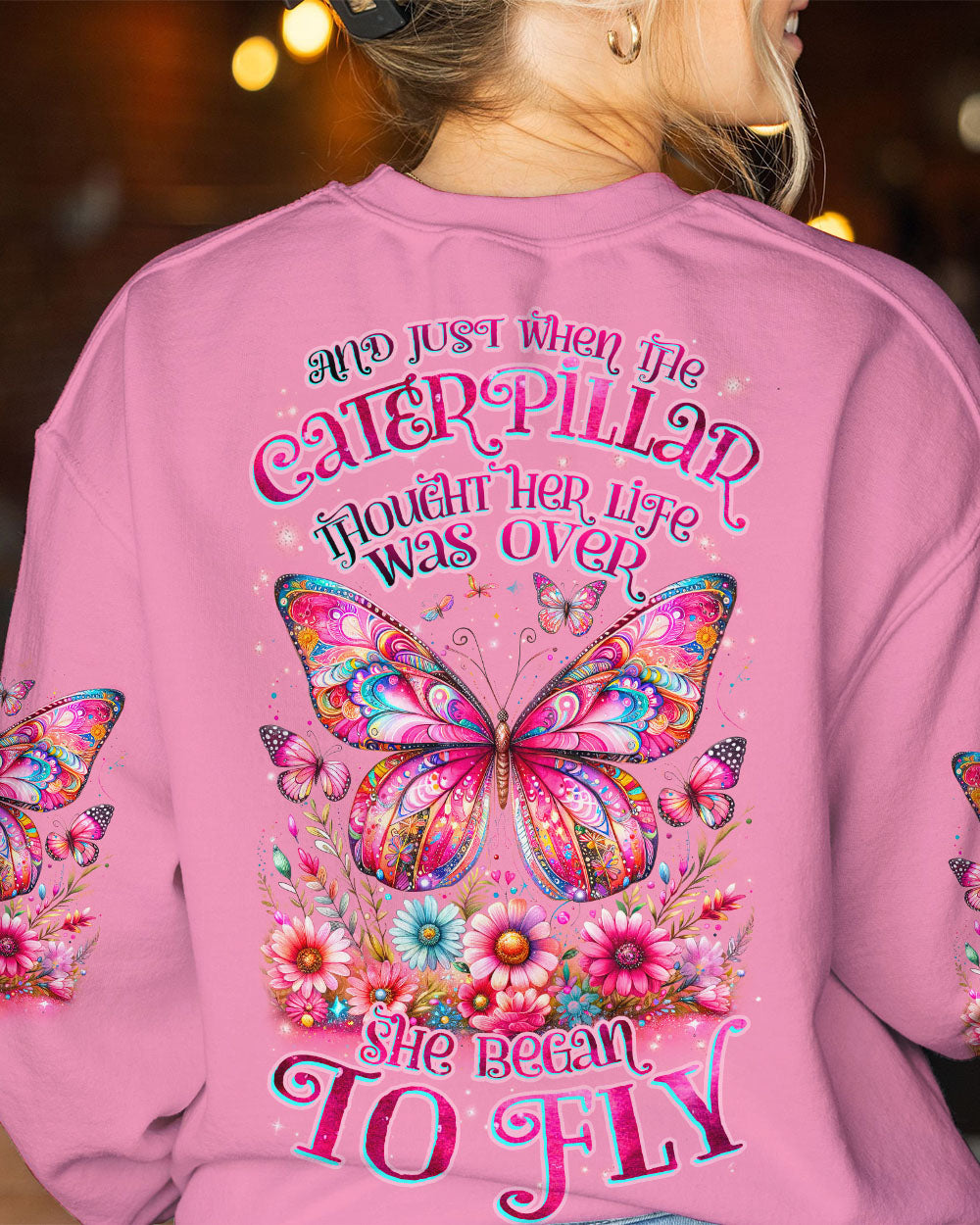 SHE BEGAN TO FLY BUTTERFLY FLORAL ALL OVER PRINT - TLNZ2311234