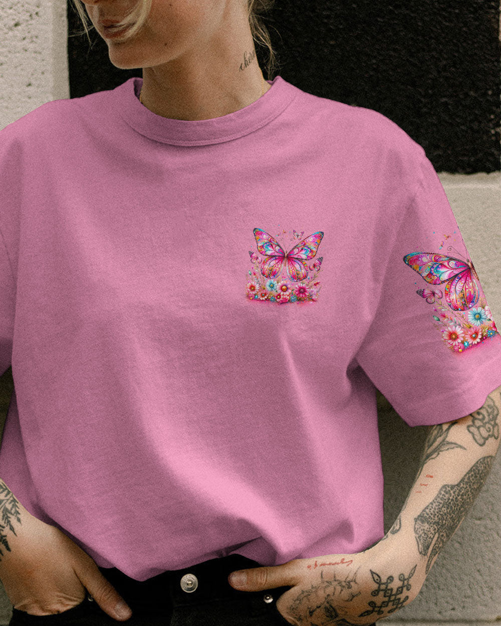 SHE BEGAN TO FLY BUTTERFLY FLORAL ALL OVER PRINT - TLNZ2311234