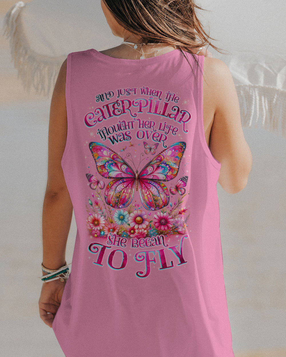 SHE BEGAN TO FLY BUTTERFLY FLORAL ALL OVER PRINT - TLNZ2311234