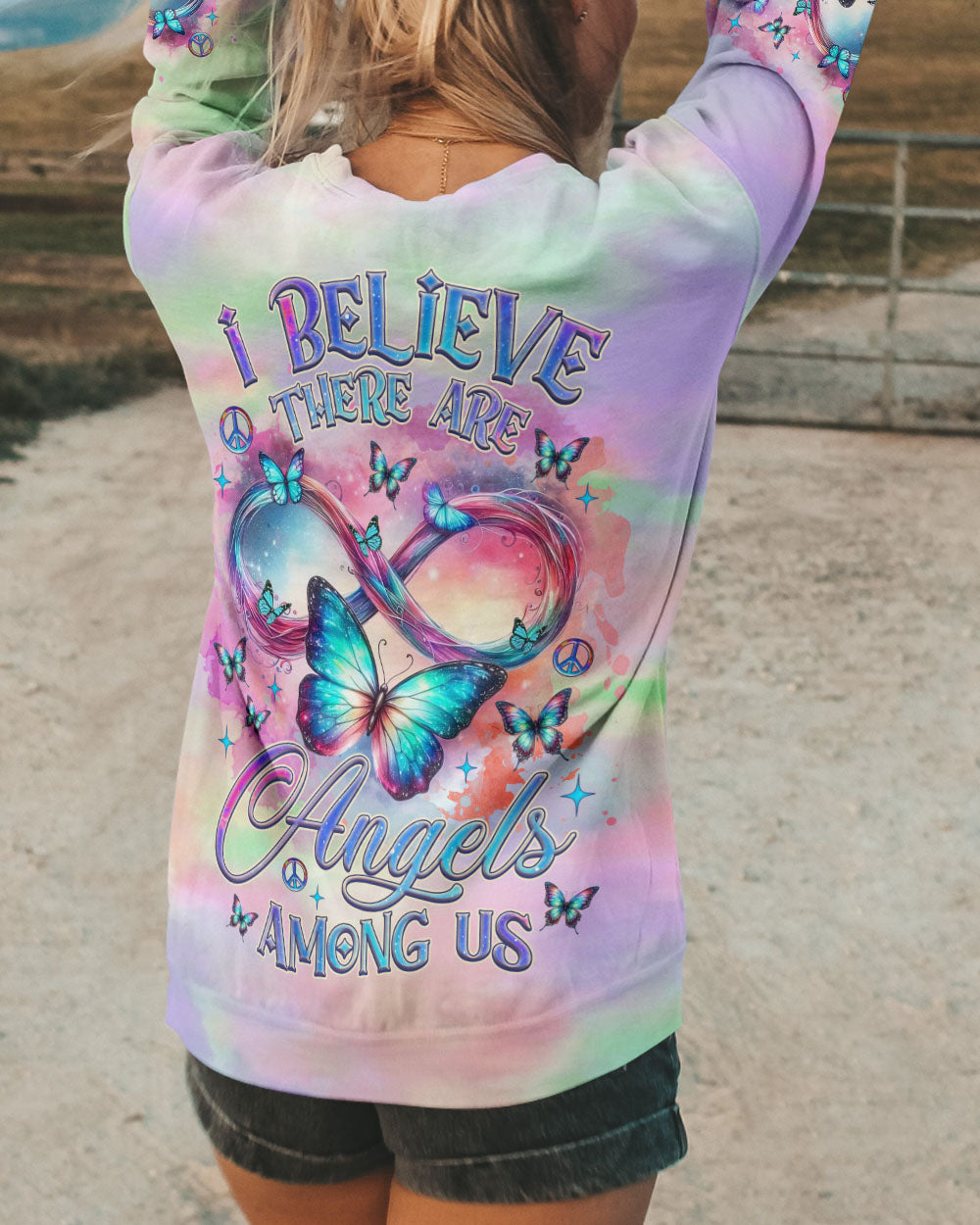 I BELIEVE THERE ARE ANGELS AMONG US BUTTERFLY ALL OVER PRINT - TLNZ2311242