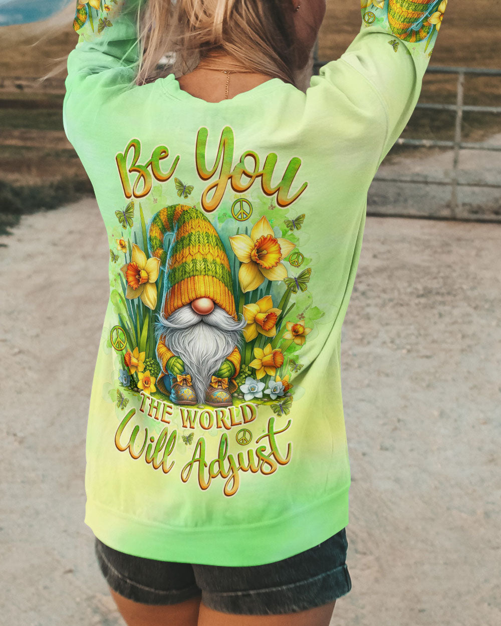 BE YOU THE WORLD WILL ADJUST GNOME  ALL OVER PRINT - TLNZ2410243