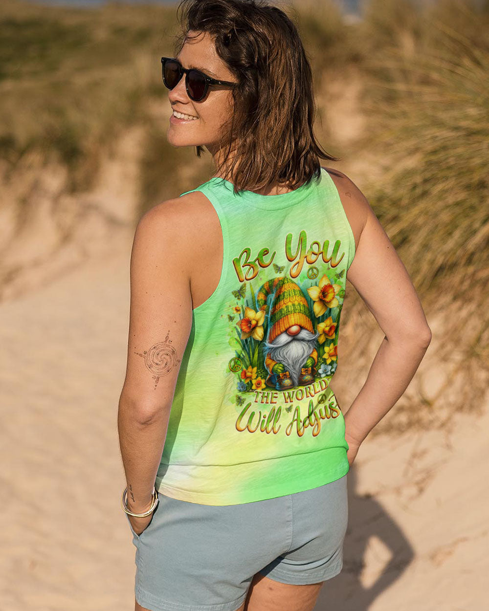 BE YOU THE WORLD WILL ADJUST GNOME  ALL OVER PRINT - TLNZ2410243