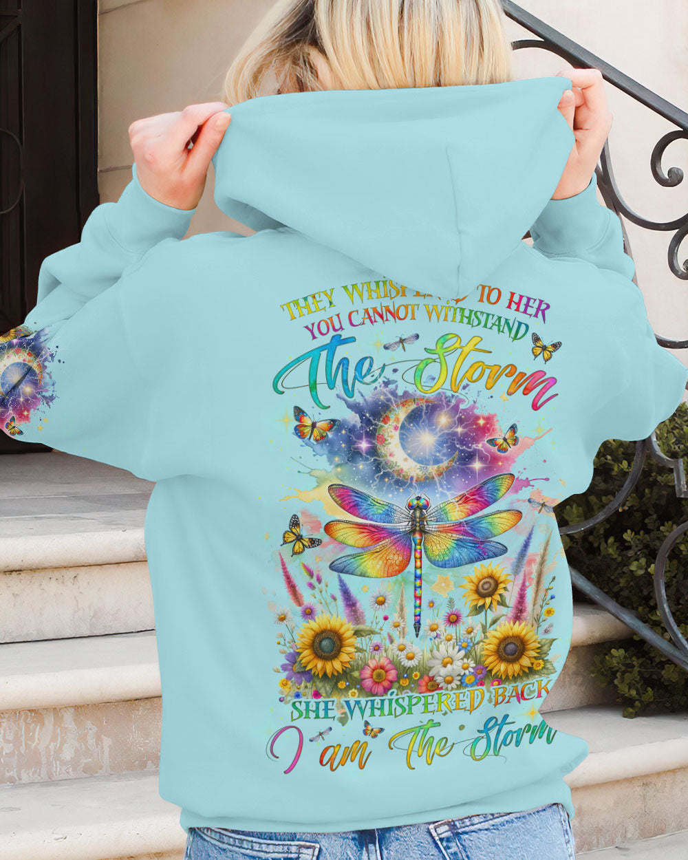 I AM THE STORM DRAGONFLY CRESCENT MOON FLORAL ALL OVER PRINT - TLNZ2411231