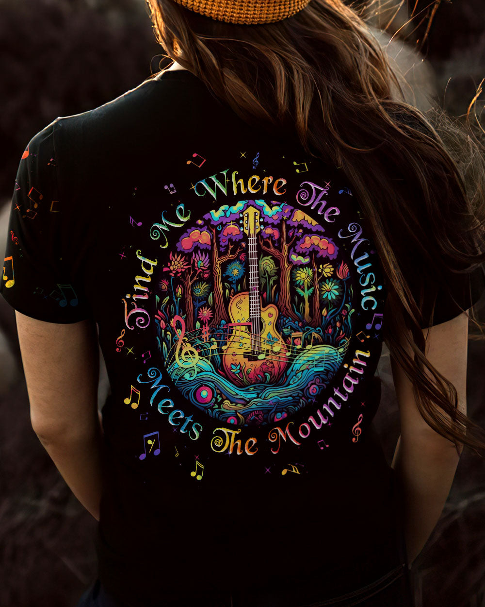 FIND ME WHERE THE MUSIC MEETS THE MOUNTAIN GUITAR ALL OVER PRINT - TLNZ2605233