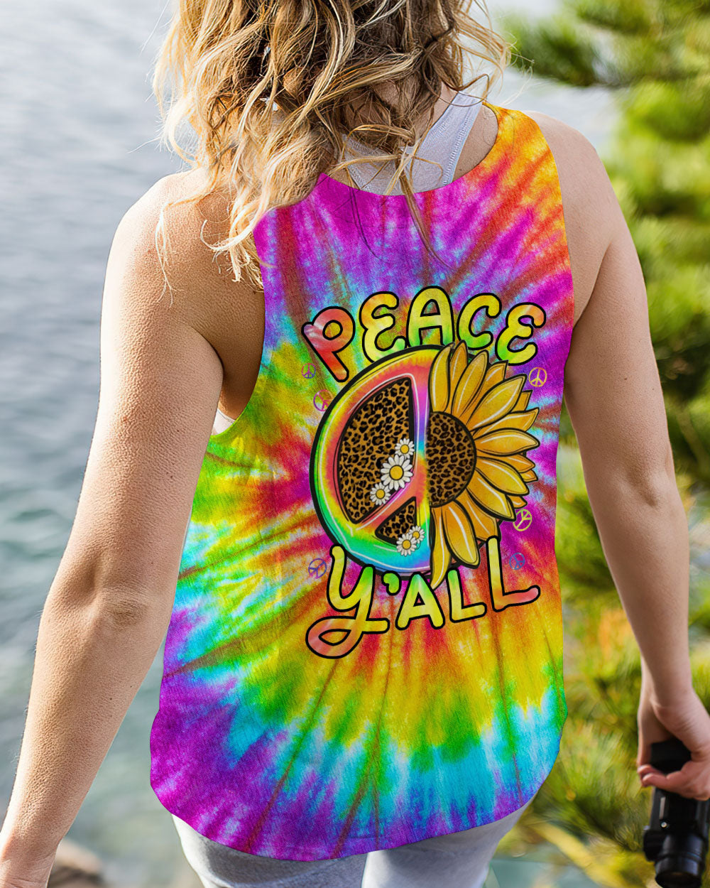 PEACE Y'ALL SUNFLOWER TIE DYE ALL OVER PRINT - TLNZ2706231