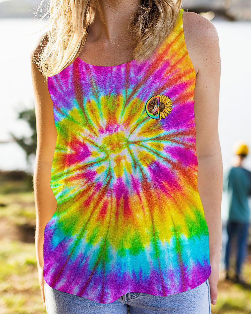 PEACE Y'ALL SUNFLOWER TIE DYE ALL OVER PRINT - TLNZ2706231