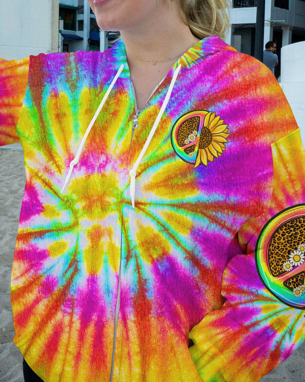PEACE Y'ALL SUNFLOWER TIE DYE ALL OVER PRINT - TLNZ2706231