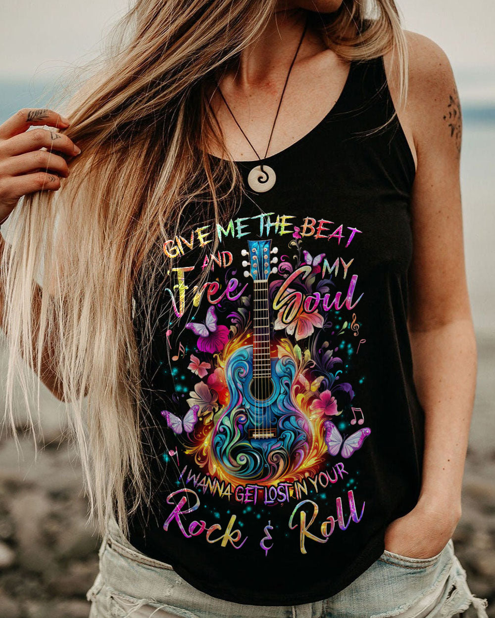 GIVE ME THE BEAT AND FREE MY SOUL GUITAR ALL OVER PRINT - TLNZ2808231