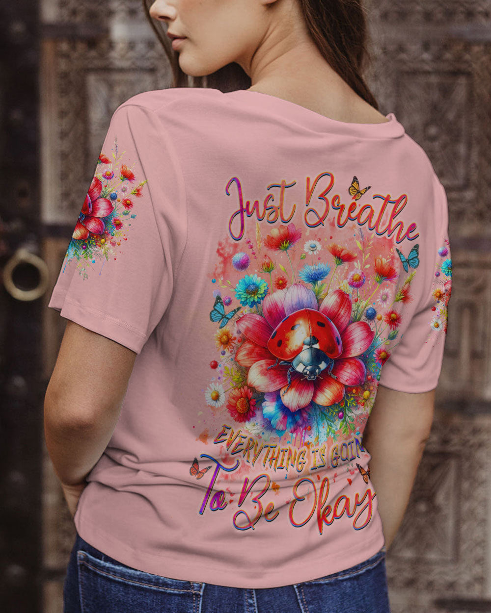 JUST BREATHE LADYBUG FLORAL ALL OVER PRINT - TLNZ2811231