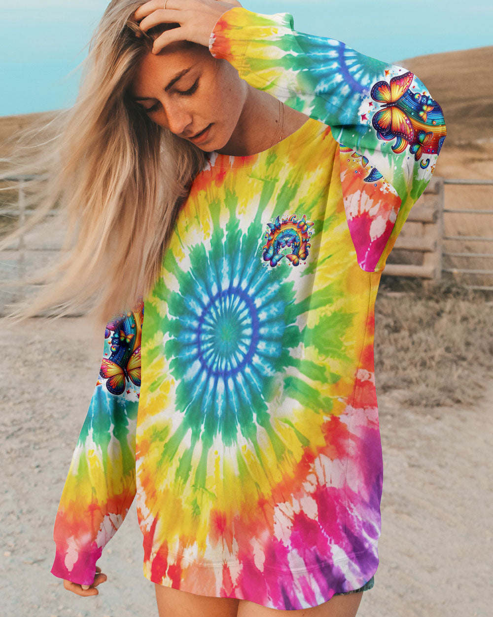 BE YOU THE WORLD WILL ADJUST BUTTERFLY RAINBOW ALL OVER PRINT - TLNZ3001242