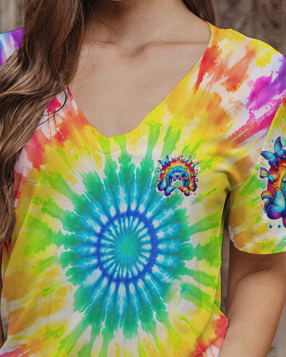 BE YOU THE WORLD WILL ADJUST BUTTERFLY RAINBOW ALL OVER PRINT - TLNZ3001242