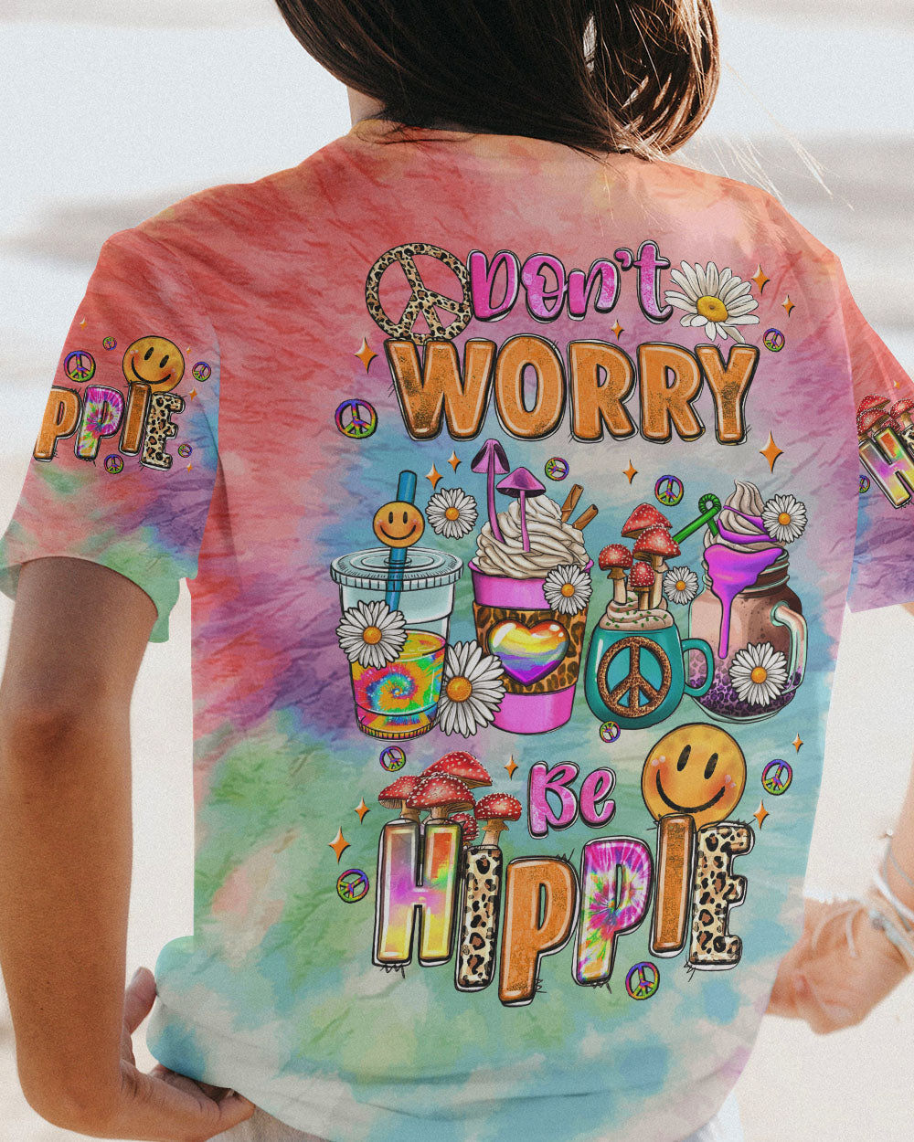 DON'T WORRY BE HIPPIE TIE DYE ALL OVER PRINT - TLNZ3108232