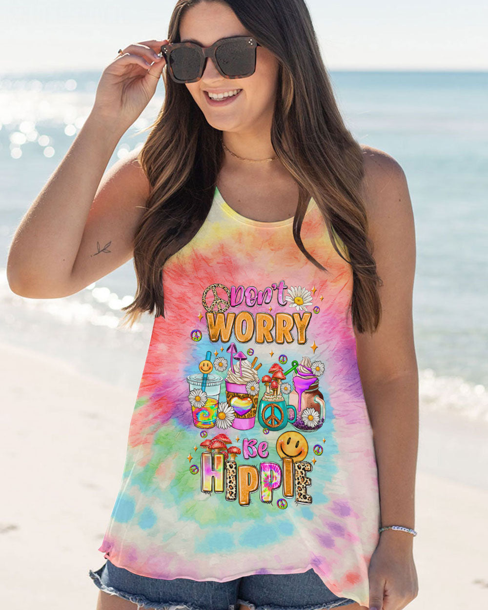 DON'T WORRY BE HIPPIE TIE DYE ALL OVER PRINT - TLNZ3108232