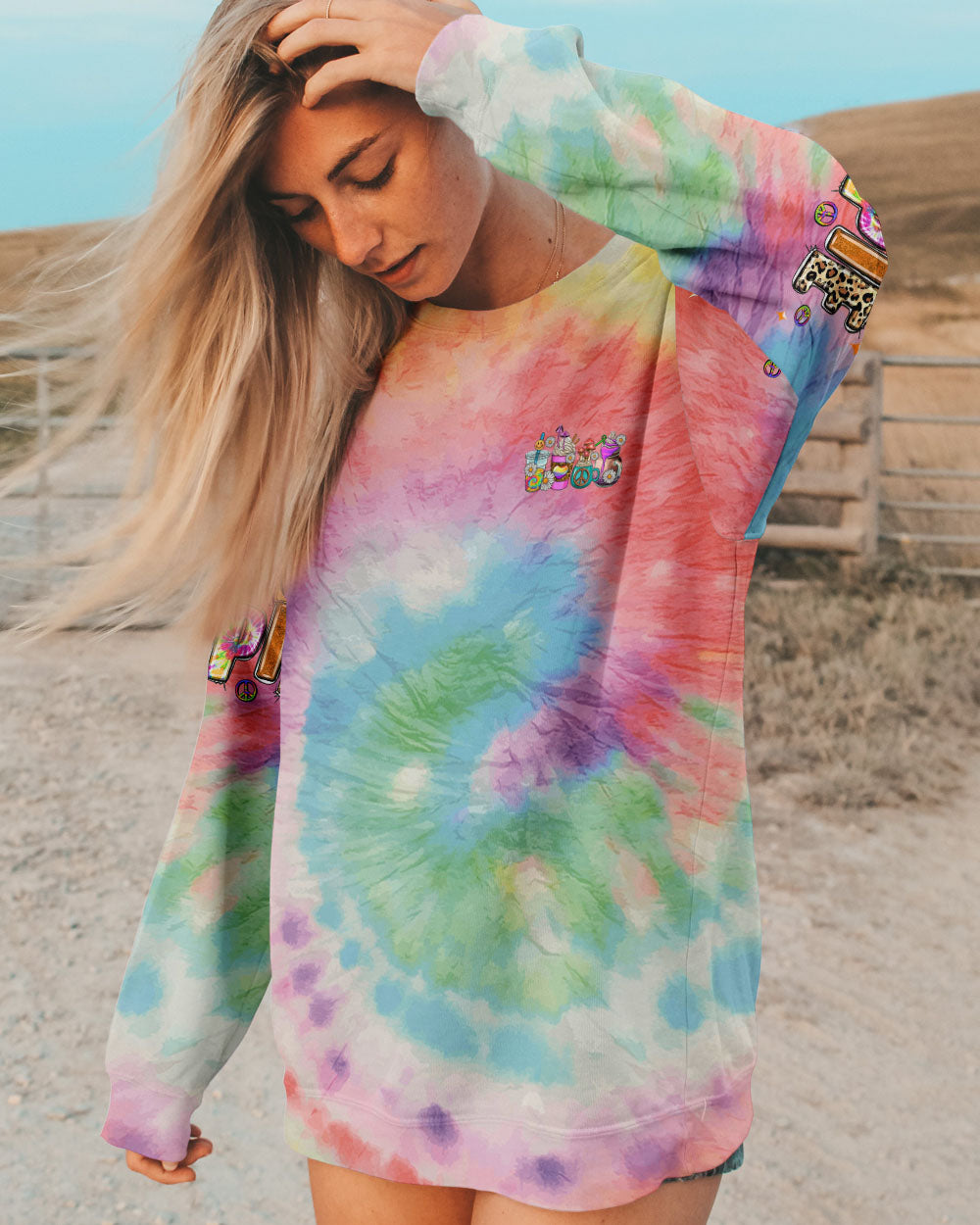DON'T WORRY BE HIPPIE TIE DYE ALL OVER PRINT - TLNZ3108232