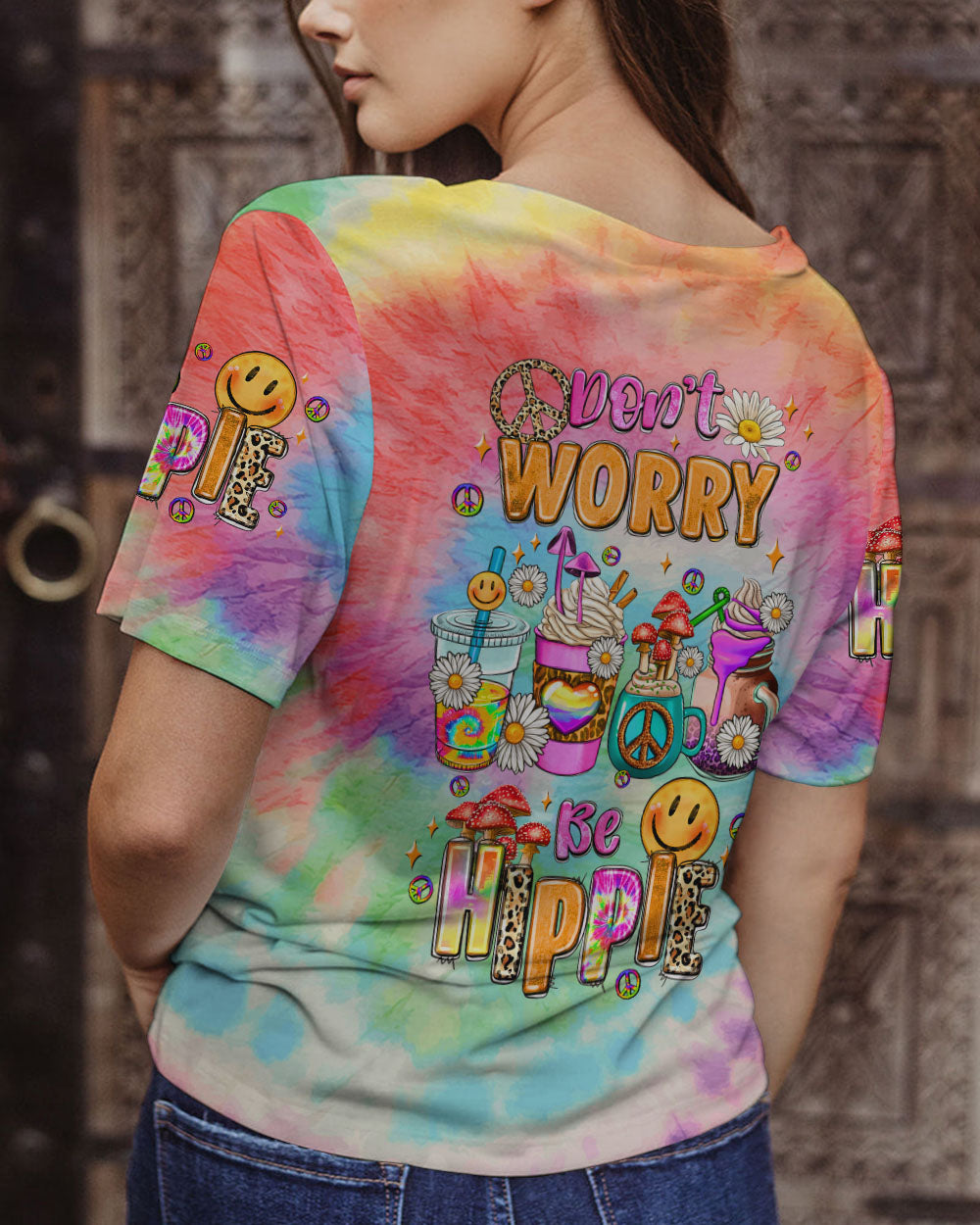 DON'T WORRY BE HIPPIE TIE DYE ALL OVER PRINT - TLNZ3108232