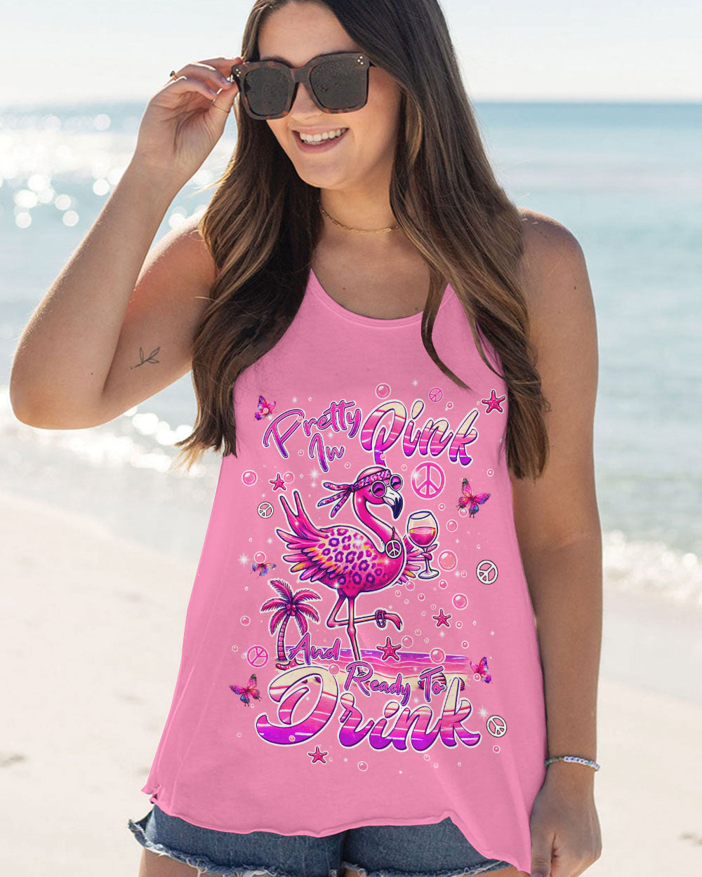 PRETTY IN PINK FLAMINGO ALL OVER PRINT - TLPQ0207243