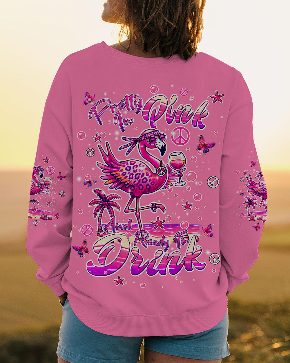 PRETTY IN PINK FLAMINGO ALL OVER PRINT - TLPQ0207243