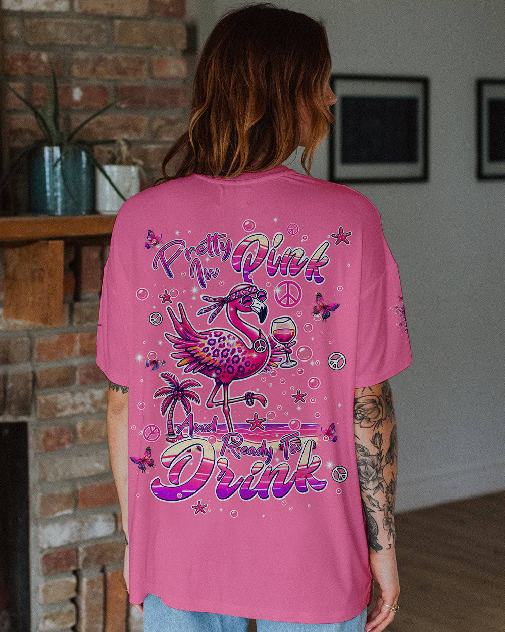 PRETTY IN PINK FLAMINGO ALL OVER PRINT - TLPQ0207243