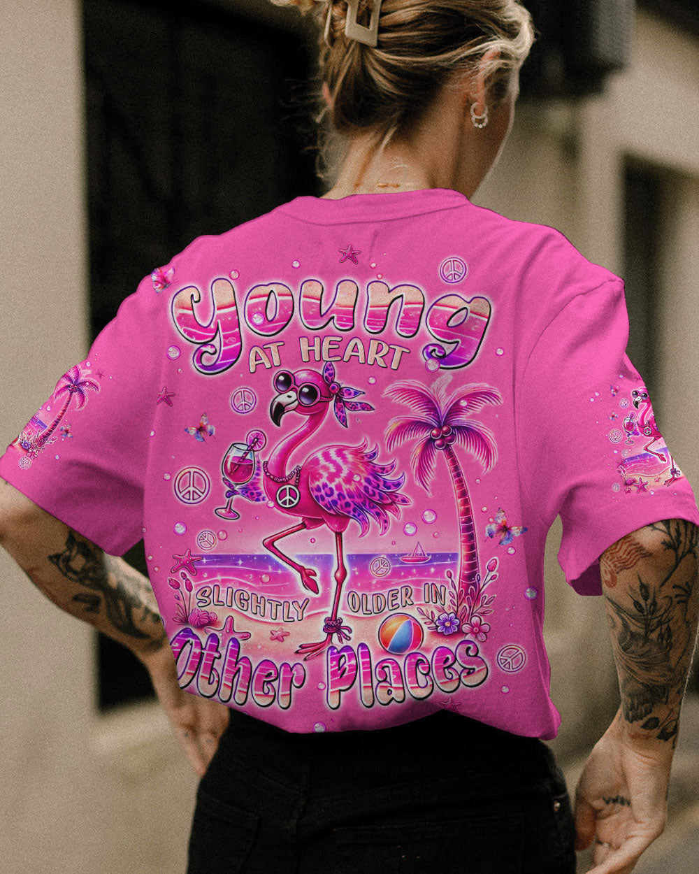 YOUNG AT HEART FLAMINGO ALL OVER PRINT - TLPQ0407244