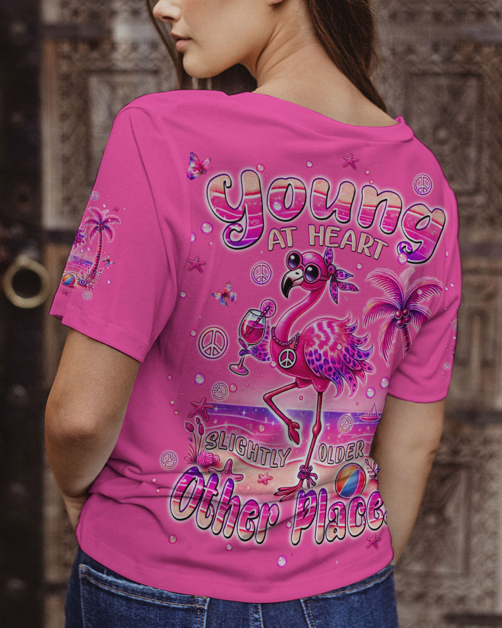 YOUNG AT HEART FLAMINGO ALL OVER PRINT - TLPQ0407244