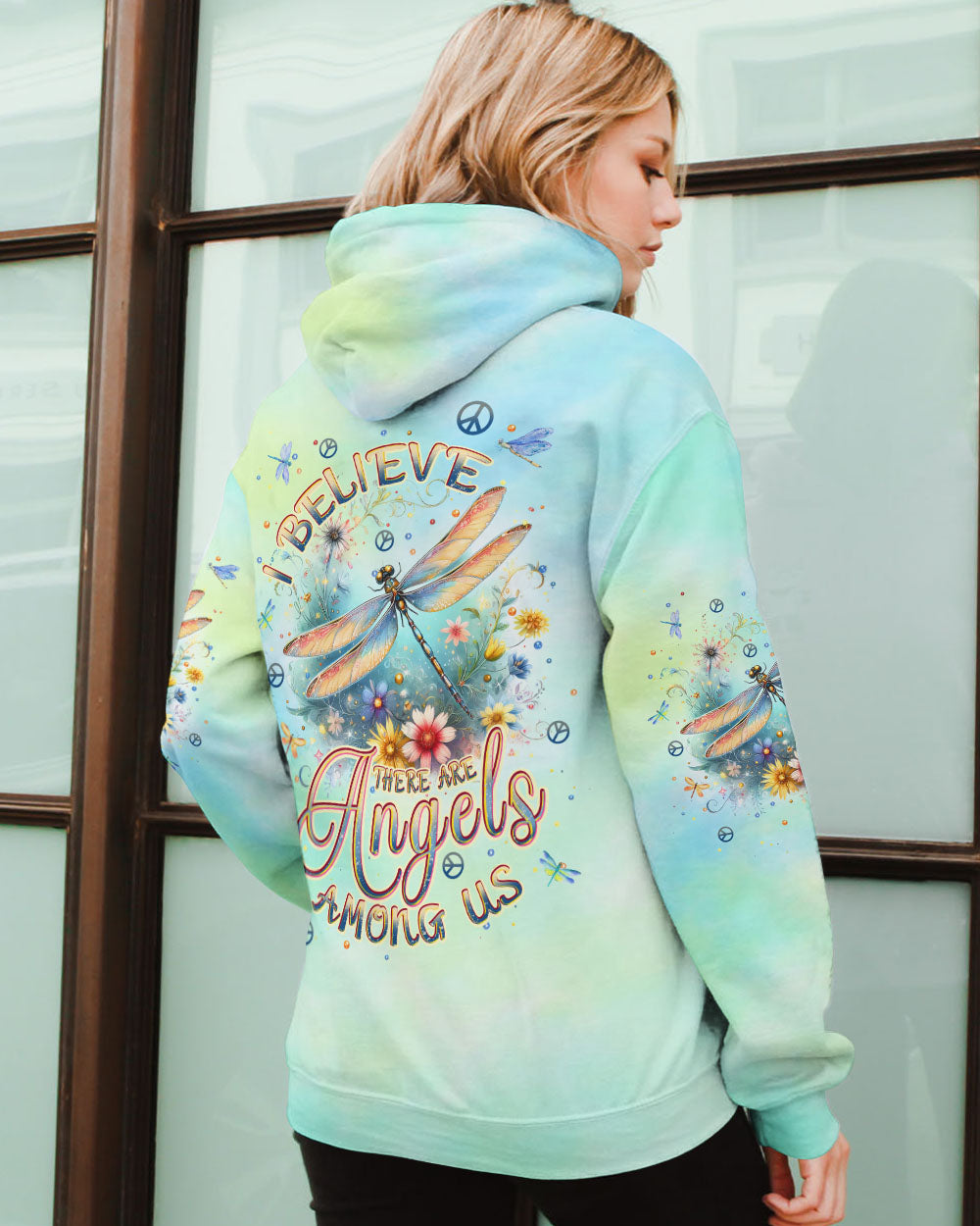 I BELIEVE THERE ARE ANGELS AMONG US DRAGONFLY ALL OVER PRINT - TLPQ0708241