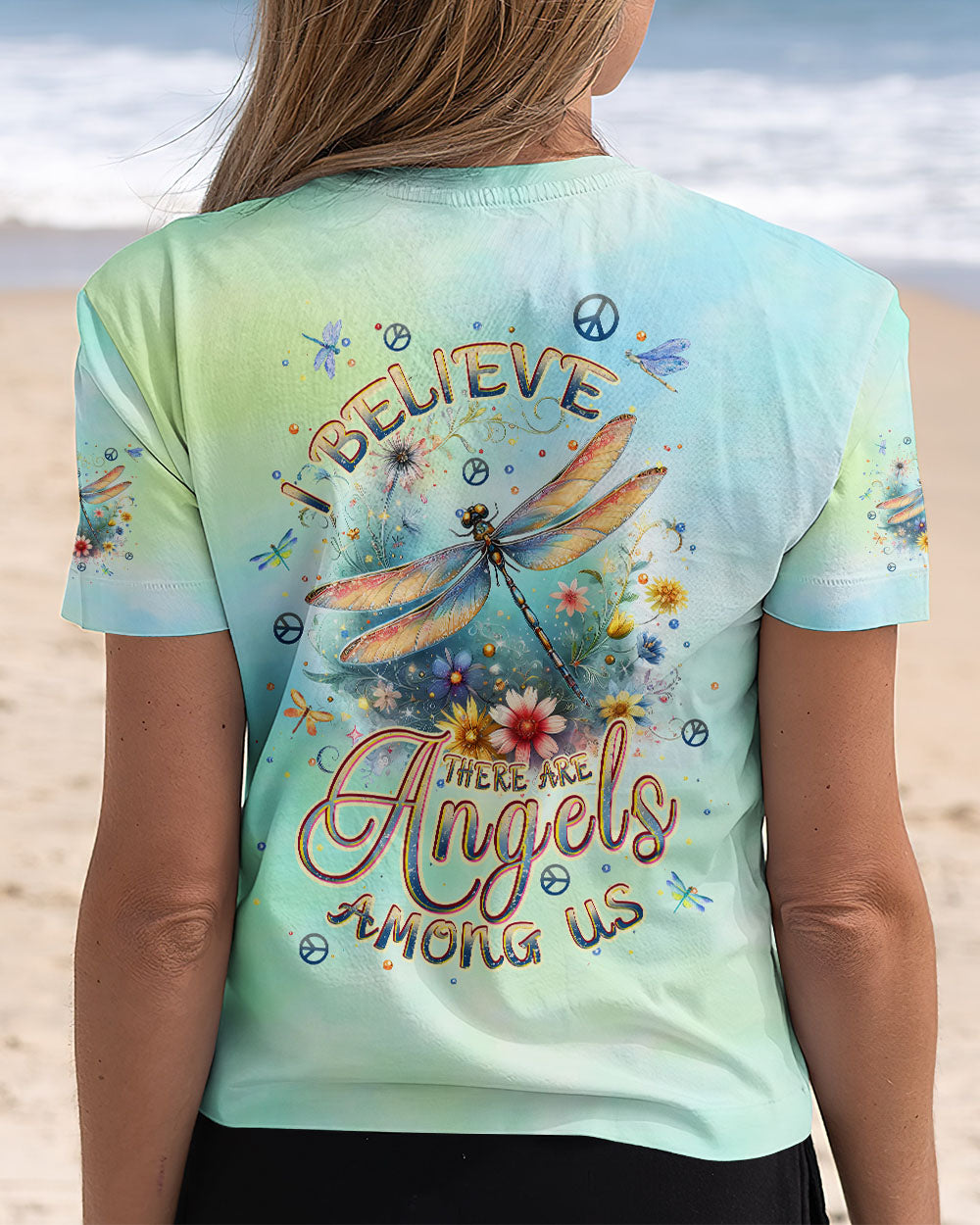 I BELIEVE THERE ARE ANGELS AMONG US DRAGONFLY ALL OVER PRINT - TLPQ0708241