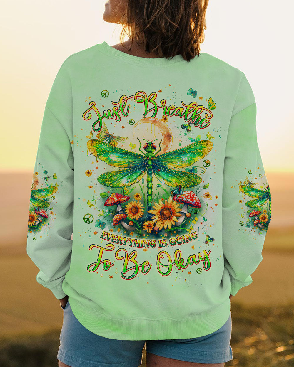 JUST BREATHE DRAGONFLY ALL OVER PRINT - TLPQ1009244