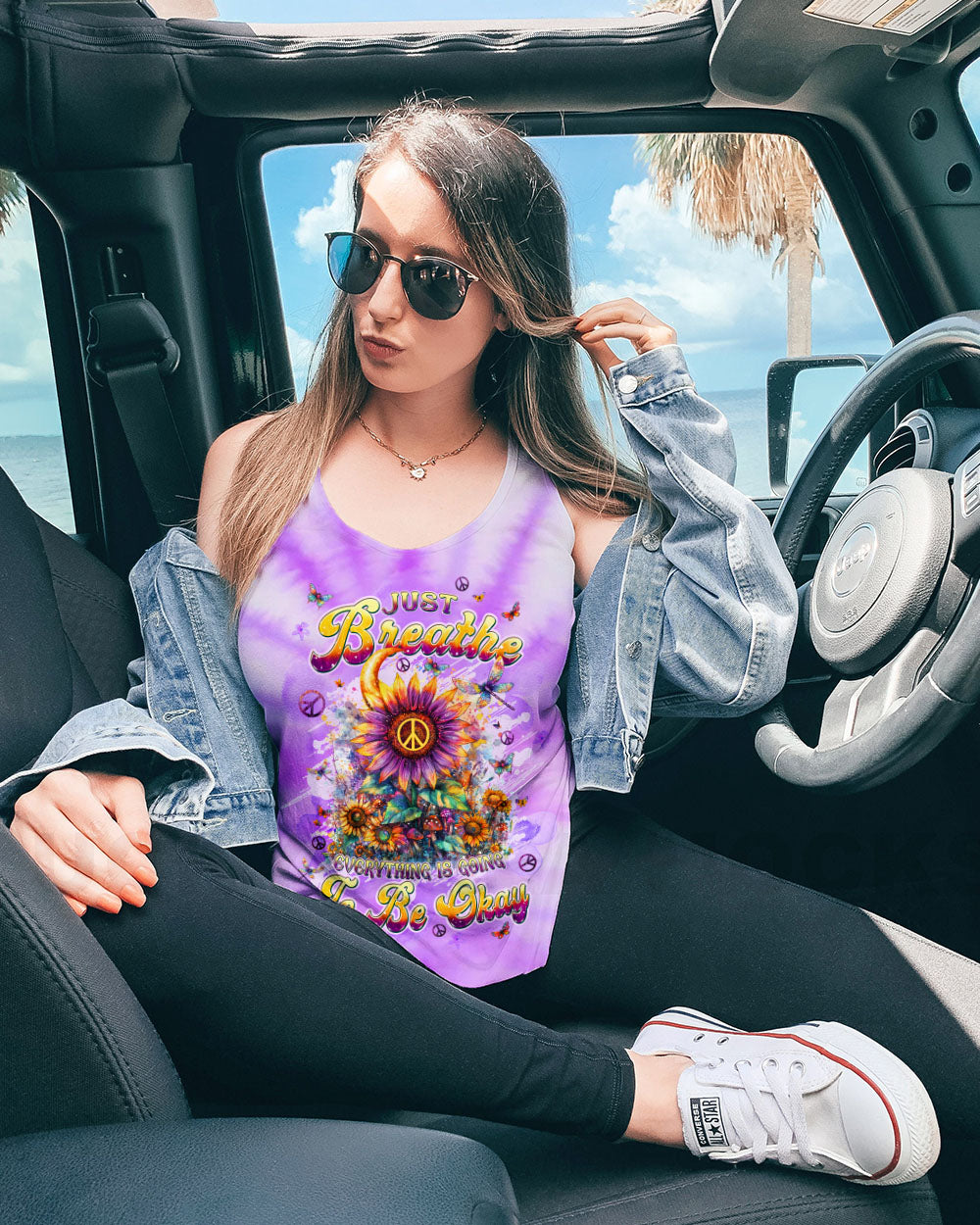 JUST BREATHE SUNFLOWER ALL OVER PRINT - TLPQ1508241
