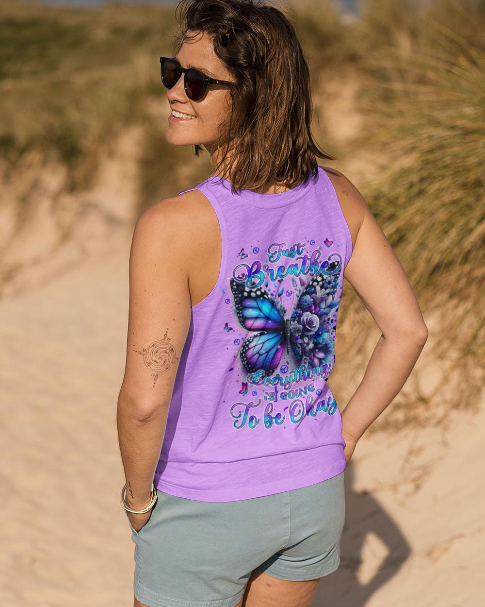 JUST BREATHE BUTTERFLY FLOWER ALL OVER PRINT - TLPQ1604241