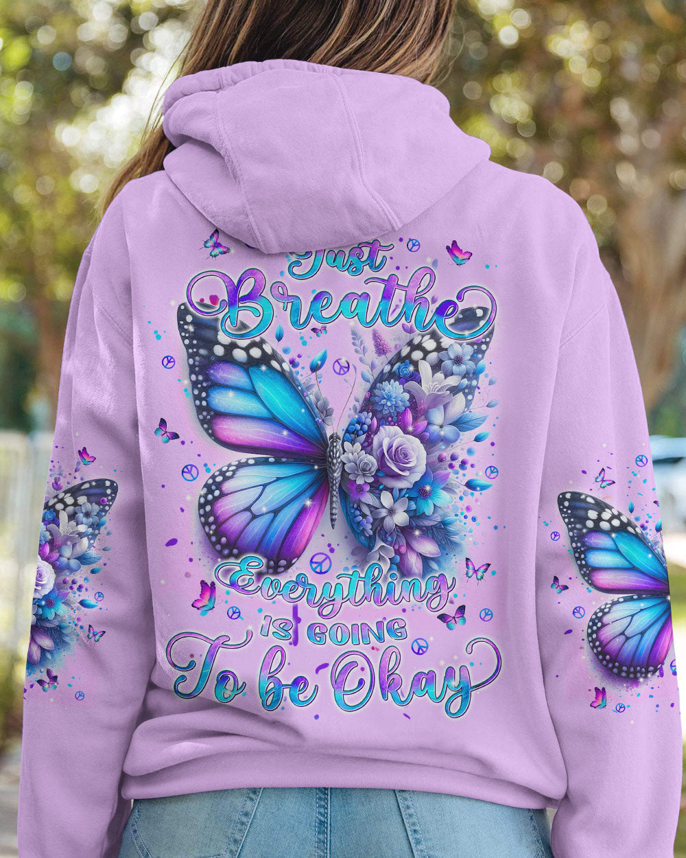 JUST BREATHE BUTTERFLY FLOWER ALL OVER PRINT - TLPQ1604241