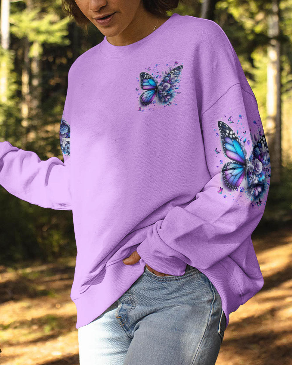 JUST BREATHE BUTTERFLY FLOWER ALL OVER PRINT - TLPQ1604241
